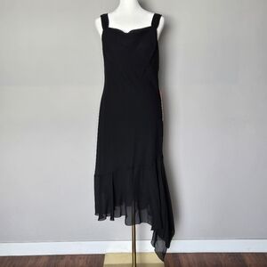 NWT Y2K Jonathan Martin Chiffon Bias Cut Fairy Black Slip Rachel  Green Dress 8